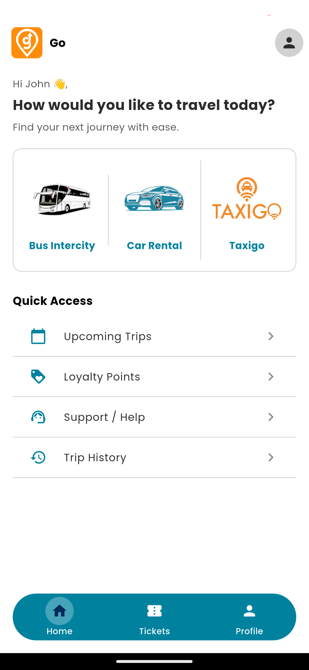 GO Bus mobile app screenshot 1